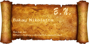 Bakay Nikoletta névjegykártya
